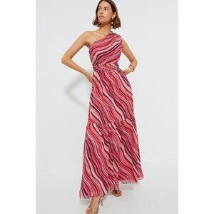 Tuckernuck One Shoulder Dress in Pink and Purple Waves